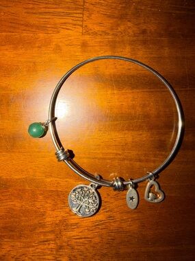 Unwritten Silver-Tone Tree of Life Charm Bracelet with Green Bead